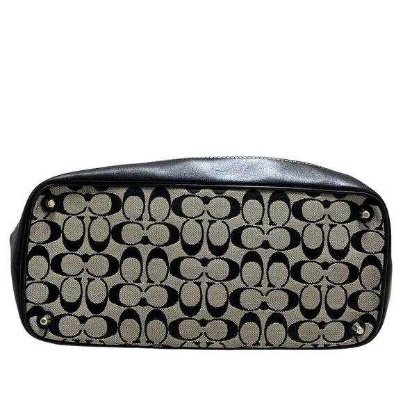 Auth COACH Signature Carryall Tote 7052 Cream Black Jacquard Leather - Tote Bag - Picture 11 of 12